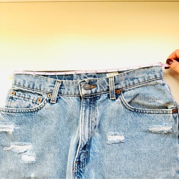 VINTAGE LEVIS Revolve Blue Medium Wash CutOffs Denim Jean Short Shorts 28 - Picture 6 of 8